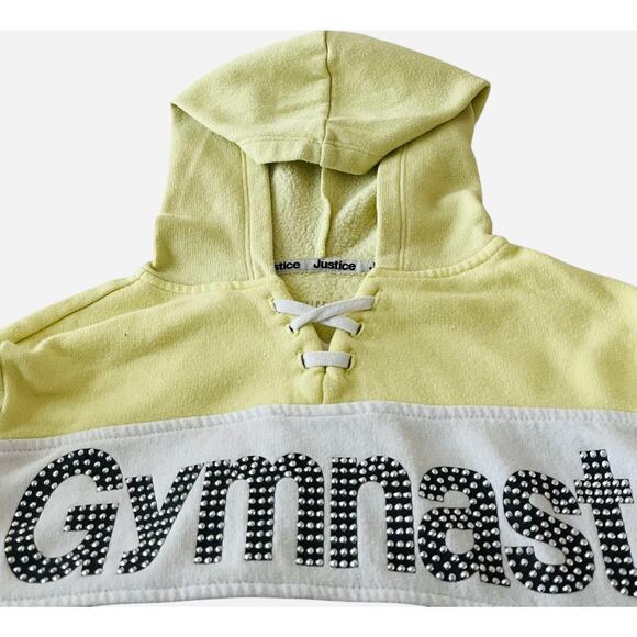 JUSTICE ACTIVE CROPPED LONG SLEEVE GYMNAST HOODIE, GIRLS, 6/7-YELLOW BLACK WHITE - Picture 3 of 10